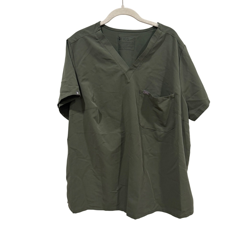 FIGS Technical Collection Olive Green V-Neck Scrub Top 3XL 1000211 Mens